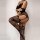 Black Cut-Out Lace Bodystocking – Schwarzer Netz-Catsuit mit Cut-Outs & ouvert Schritt, XS–L