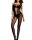 Noir Corset Line Bodystocking – Schwarzer Netz-Catsuit mit Frontschnürung, vertikalen Linien & ouvert Schritt, One Size XS–L