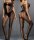 Noir Corset Line Bodystocking – Schwarzer Netz-Catsuit mit Frontschnürung, vertikalen Linien & ouvert Schritt, One Size XS–L