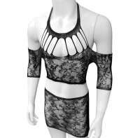 Midnight Lace Duo Set – Zweiteiliges Spitzen-Outfit für Herren mit elastischer Passform