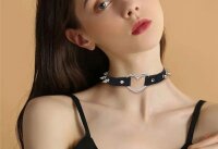 Gothic Cross Rivet Choker – Black Faux Leather Necklace with Cross Pendant & Studs