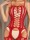 Scarlet Desire Bodystocking – Feurige Schnürung & Straps-Optik, XS-L, ouvert, Rot