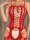 Red Inferno Bodystocking – Red Fishnet Catsuit with Lace-Up Front, Cut-Outs & Open Crotch, XS–L