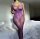 Mystic Orchid Bodystocking – Lila Netz-Catsuit mit floraler Spitze & ouvert Schritt, XS–L