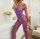 Amethyst Bloom Bodystocking – Purple floral fishnet catsuit with open crotch & multi strap shoulders, one size XS–XL, stretchy & curve hugging