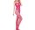 Neon Siren Bodystocking – Hot pink floral fishnet catsuit with open crotch & multi strap shoulders, one size XS–XL, soft stretch & curve hugging
