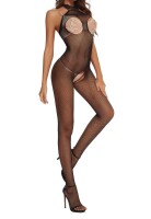 Black Temptress Bodystocking – Sheer Backless Fishnet Catsuit with Open Crotch for XS–L