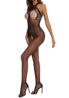 Black Temptress Bodystocking – Sheer Backless Fishnet Catsuit with Open Crotch for XS–L
