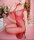 Crimson Sheer Net Bodystocking – Red Fishnet Catsuit with Deep Neckline & Open Crotch, One Size XS–L up to 75 kg