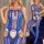 Cobalt Petal Straps Bodystocking – Electric blue mesh with lace up front, suspender look & crotchless design, one size XS–L