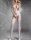 Arctic Petal Straps Bodystocking – Weißer Netz Catsuit mit Lace Up Front, Straps Optik & ouvert Schritt, One Size XS–L bis ca. 70 kg