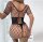 Shadow Diamond Net Bodystocking – Großmaschiger Netz Catsuit, schulterfrei & ouvert Schritt, Einheitsgröße XS–L bis 75 kg