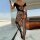 Raven Lace-Up Allure Bodystocking – Netz-Catsuit mit Kreuzschnürung, floraler Spitze & Ouvert, XS–M, Schwarz