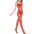 Crimson Desire Bodystocking – Red striped fishnet catsuit with open crotch, one size XS–L
