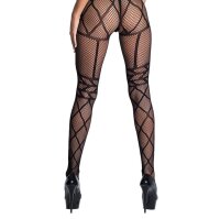Crisscross Mesh Open-Crotch Bodystocking – black crisscross mesh, open crotch, breathable stretch