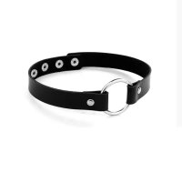 O Ring Front Choker – Black PU, 40 cm – PU...