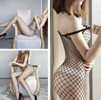 Midnight Veil Fishnet Catsuit – Transparenter Netz-Catsuit mit Spaghettiträgern, ouvert, XS-L (34-40)