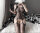 Obsidian Bloomframe Bodystocking – Black Fishnet Catsuit with Floral Panels, Vertical Lines & Open Crotch, XS–L