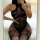 Black Dahlia Halterneck Bodystocking – Halterneck, floral lace & fishnet look, open crotch – one size XS–L (EU 34–40)