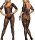 Noir Baroque Bodystocking – Schwarzer Ouvert Catsuit mit Ornamentspitze & halblangen Ärmeln, XS L