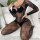 Noir Baroque Bodystocking – Schwarzer Ouvert Catsuit mit Ornamentspitze & halblangen Ärmeln, XS L