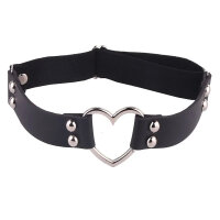 Heart Embrace Strap – Verstellbares schwarzes Beinband mit Herz-Detail aus Kunstleder