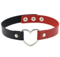 Crimson Noir Heart Choker – Zweifarbiger...