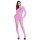 Orchid Glow Mesh Bodystocking – Neon Pink Fishnet Catsuit, Ouvert, 3/4 Arm, elastisch (XS–L 34–40)