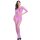 Orchid Glow Mesh Bodystocking – Neon Pink Fishnet Catsuit, Ouvert, 3/4 Arm, elastisch (XS–L 34–40)