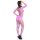 Orchid Glow Mesh Bodystocking – Neon Pink Fishnet Catsuit, Ouvert, 3/4 Arm, elastisch (XS–L 34–40)