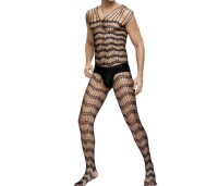 Striped Passion Herren Netz-Catsuit – Stilvolle Verführung in elastischem Design
