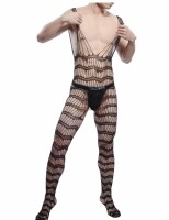 Striped Passion Herren Netz-Catsuit – Stilvolle Verführung in elastischem Design