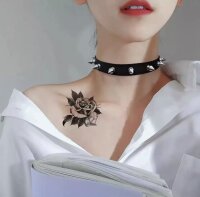 Rebel Edge Choker – Schwarzes Kunstleder-Halsband mit silbernen Nieten