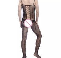 Midnight Seduction Herren Netz-Catsuit – Elastisch, ouvert und stilvoll