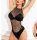 Eclipse High-Neck Fishnet Bodysuit – Elegant stretch lingerie, closed crotch, one size XS–L