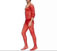 Scarlet Serpent Bodystocking – Men’s Fishnet Catsuit, Red, Open Crotch, XS–L, Stretch & Body-Hugging