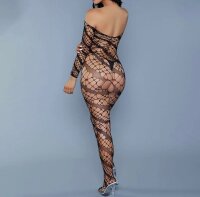 Seducta Crossline Mesh Bodystocking – Off-Shoulder...