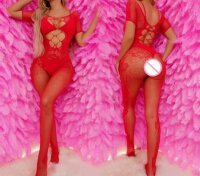 Scarlet Lattice Bloom Open-Crotch Bodystocking –...