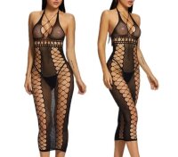 Obsidian Serpent Mesh Dress – Schwarzes Neckholder-Netzkleid mit Cutouts & figurbetontem Design