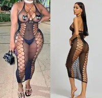 Black Diamond Mesh Dress – Verführerisches Netzdesign für aufregende Abende