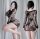 Heartstrings Fishnet Dress – Off-shoulder mini dress with heart details, XS-M (34-38)