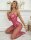 Fuchsia Floral Lace Open-Crotch Bodystocking – pinke Spitze, Netzbeine, ouvert & elastisch