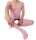 Baby Pink Tri-Strap Mens Bodystocking (One Size XS–L) – florales Netz, ouvert & elastisch
