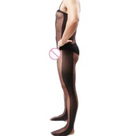 Obsidian Elegance Mens Bodysuit – Transparenter Herren-Bodysuit mit ouvert-Design, XS-S