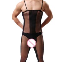 Obsidian Elegance Mens Bodysuit – Transparenter Herren-Bodysuit mit ouvert-Design, XS-S