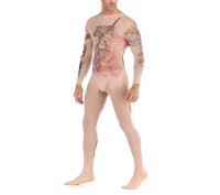 Asian Tattoo Bodysuit – Atemberaubendes Ganzkörper-Design für Männer, ouvert, XS-S"