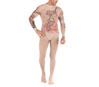 Asian Tattoo Bodysuit – Atemberaubendes Ganzkörper-Design für Männer, ouvert, XS-S"