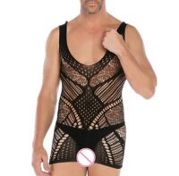 Midnight Vortex Men’s Mesh Dress – Elastisches Netzkleid für Männer mit Cutouts & figurbetontem Design