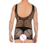 Midnight Vortex Men’s Mesh Dress – Elastisches Netzkleid für Männer mit Cutouts & figurbetontem Design