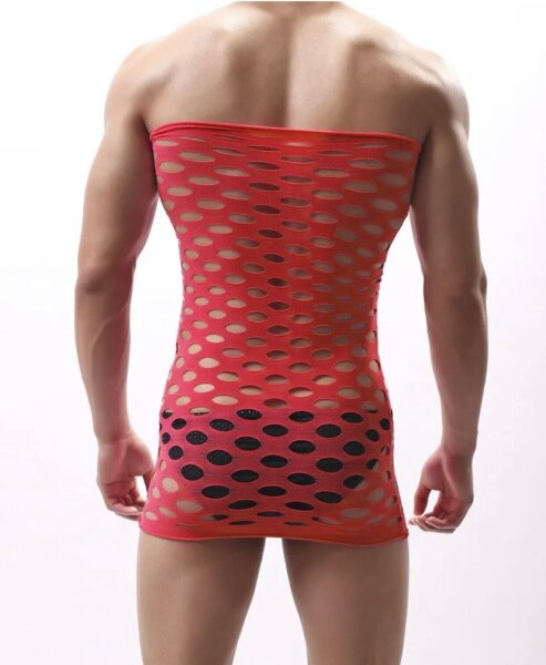 Crimson Circles Mens Mini Dress – Elastisch, figurbetont und aufregend